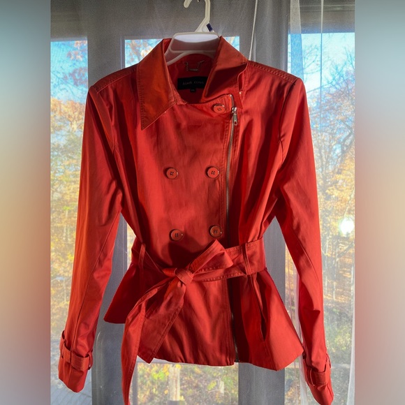 Black Rivet Beautiful orange trench coat. Cute design, asymmetric zipper. S XXL - Picture 8 of 9